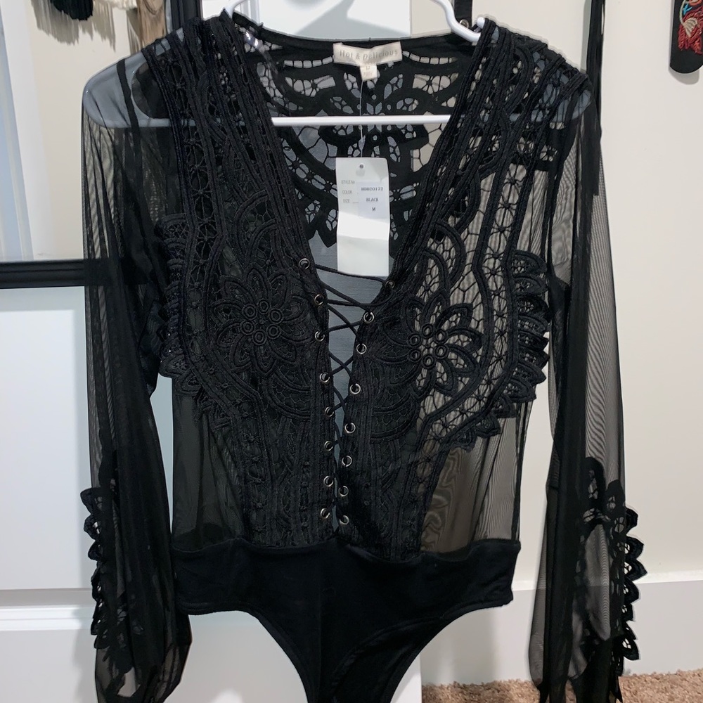 Black long sleeve body suit